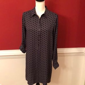 Loft polka dot shirt dress small